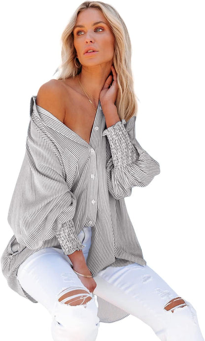 Striped Boyfriend Pocket Shirt