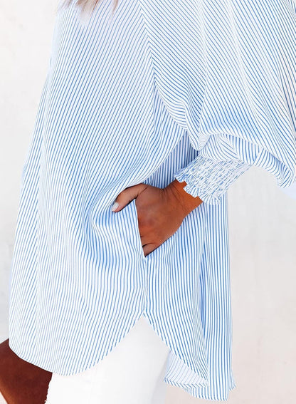 Striped Boyfriend Pocket Shirt