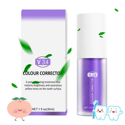 30ml V34 Purple Whitening Toothpaste Remove Stains Reduce Yellowing Care For Teeth Gums Fresh Breath Brightening Teeth 2023